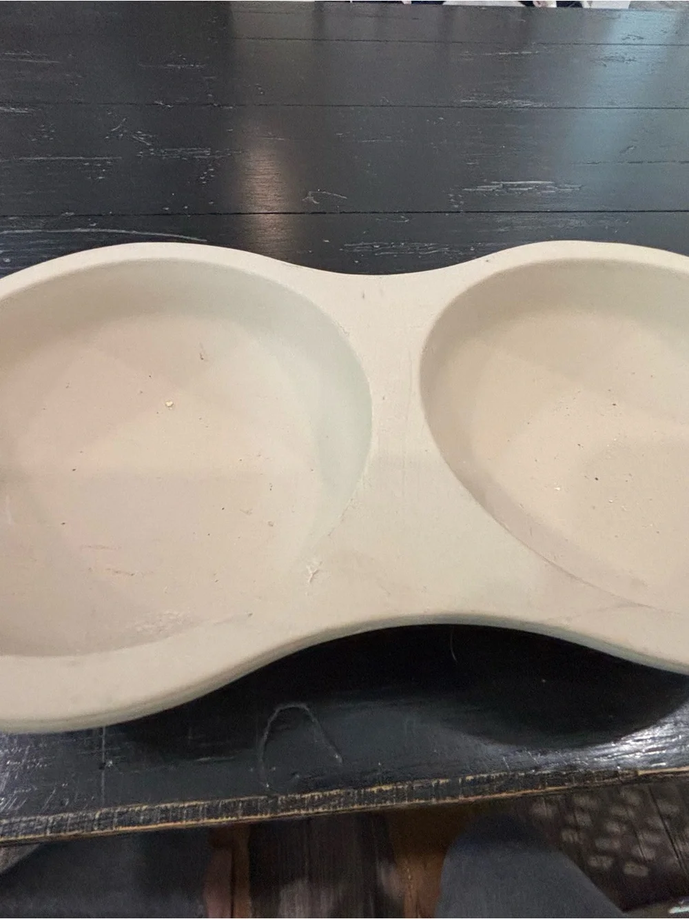 Pampered Chef Cream Double Serving Bowl Tray